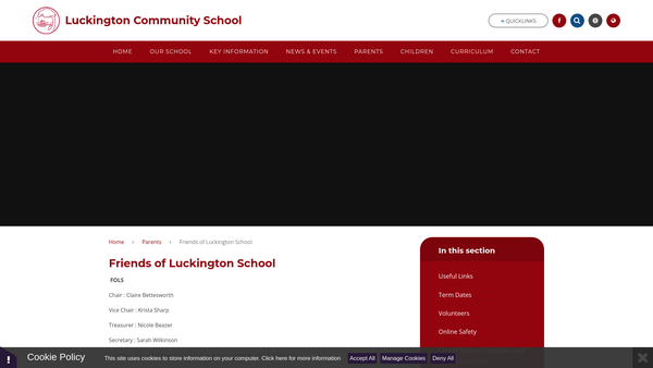 Screenshot of the The Friends Of Luckington School website