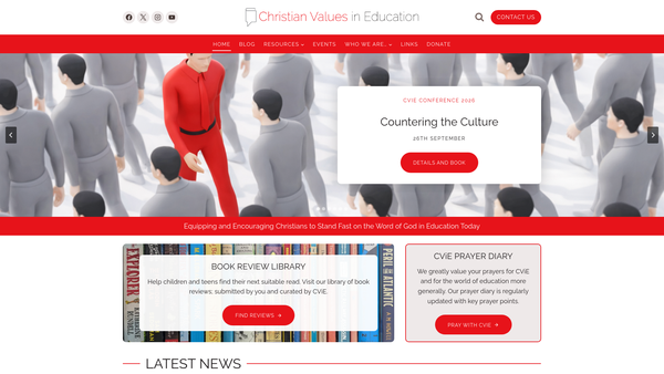 Screenshot of the Christian Values In Education website
