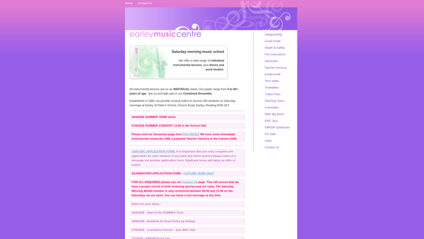 Screenshot of the Earley Music Limited website
