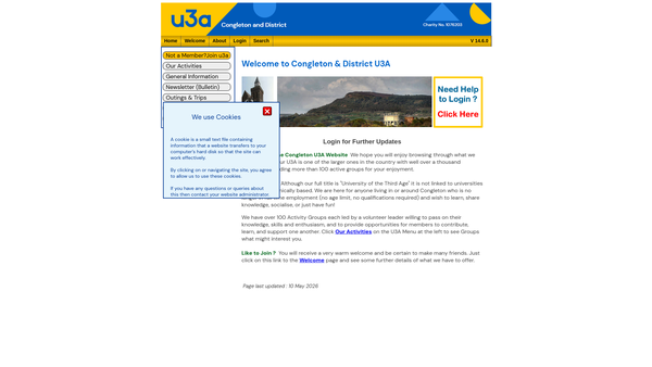 Screenshot of the The Congleton And District University Of The Third Age website