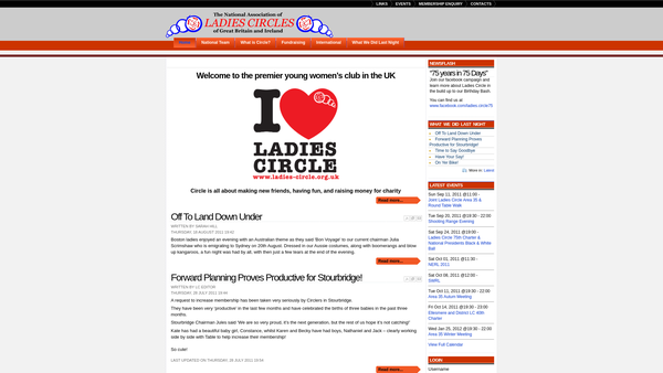 Screenshot of the Hinckley Ladies Circle website