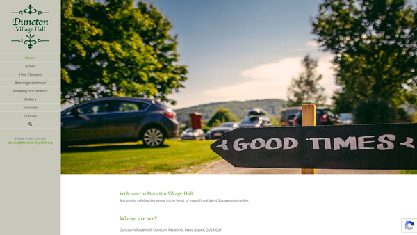 Screenshot of the Duncton Hall And Recreation Ground website