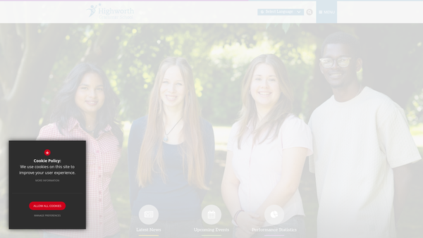 Screenshot of the Highworth Grammar School Trust, School Fund website