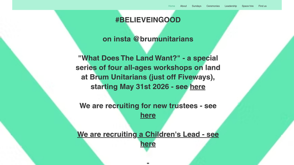 Screenshot of the Unitarian New Meeting Church, Five Ways, Edgbaston website