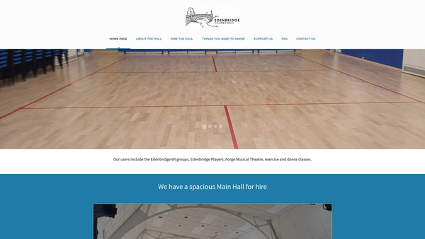 Screenshot of the Edenbridge Town Village Hall Charity website