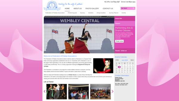 Screenshot of the Federation Of Patidar Associations website