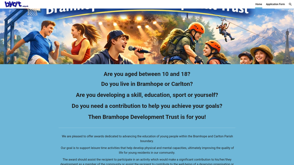 Screenshot of the Bramhope Youth Development Trust website