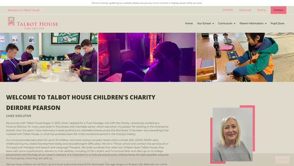 Screenshot of the Talbot House Children’s Charity Limited website