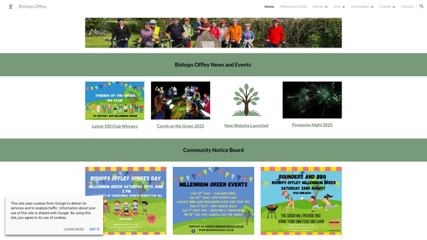 Screenshot of the Bishops Offley Millennium Green Trust website