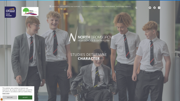 Screenshot of the North Bromsgrove High School website