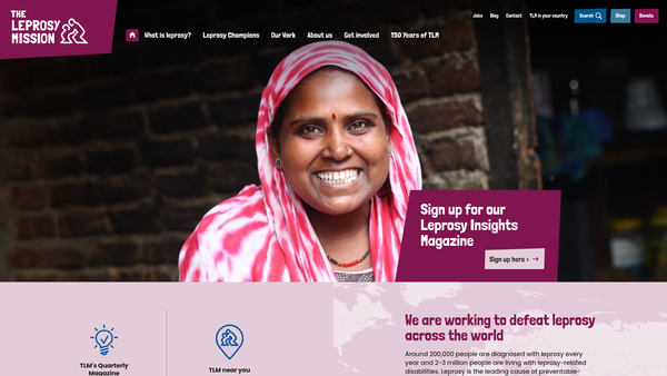 Screenshot of the The Leprosy Mission International website