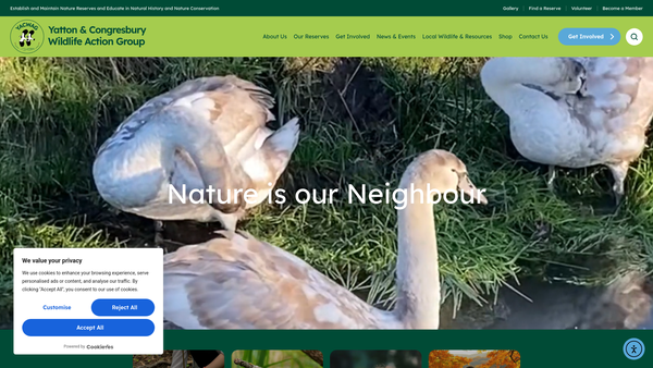 Screenshot of the Yatton & Congresbury Wildlife Action Group website