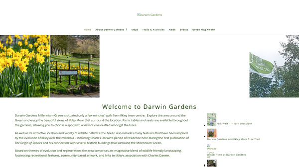 Screenshot of the The Darwin Gardens Trust website