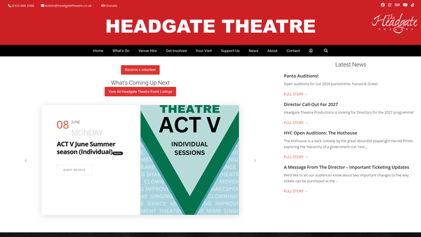 Screenshot of the Theatre Arts Action Trust website