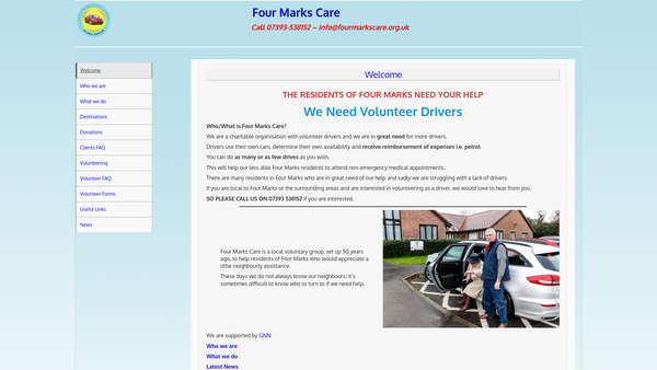 Screenshot of the Four Marks Care website
