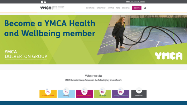 Screenshot of the YMCA Dulverton Group website