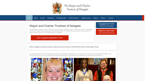Screenshot of the Mayor Of Margate's Charity Fund website