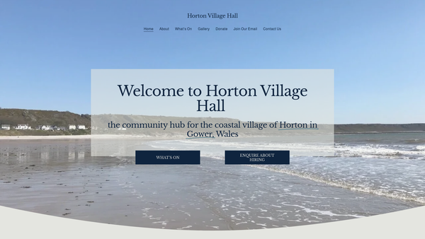 Screenshot of the Horton Village Hall website