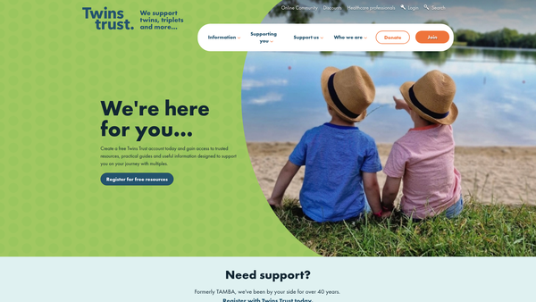 Screenshot of the Twins Trust Ltd website