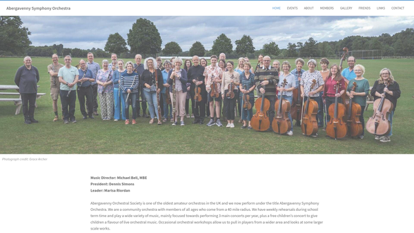 Screenshot of the Abergavenny Orchestral Society website