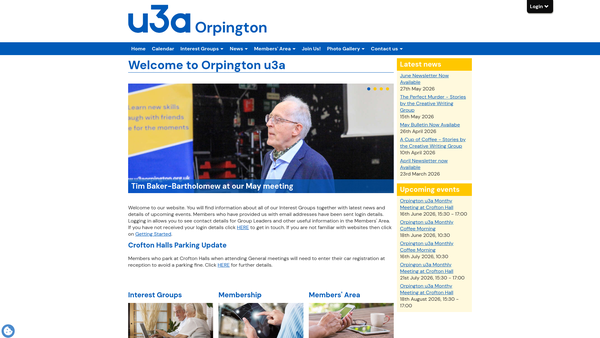 Screenshot of the Orpington U3A website
