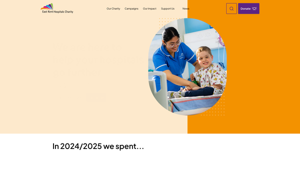 Screenshot of the East Kent Hospitals Charity website