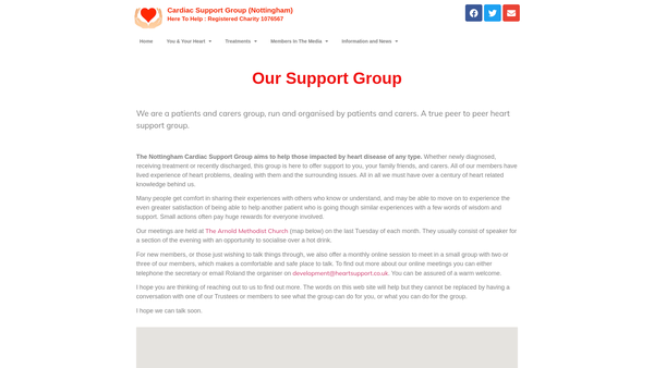 Screenshot of the The Cardiac Support Group (Nottingham) website