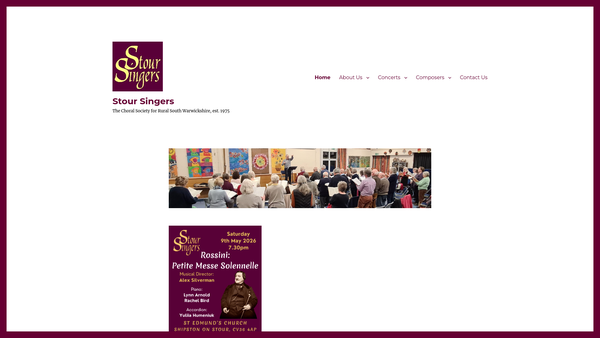Screenshot of the Stour Singers website