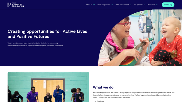 Screenshot of the Peter Harrison Foundation website