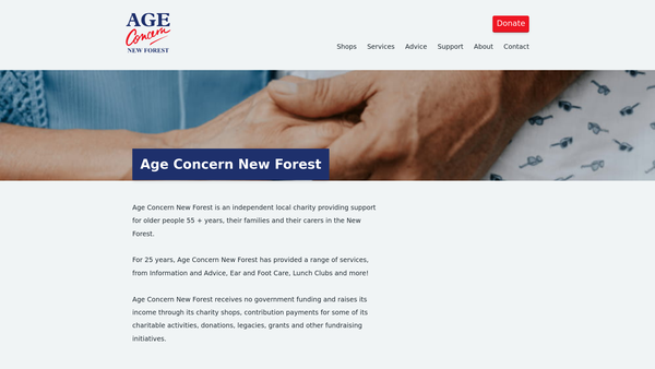 Screenshot of the Age Concern New Forest website