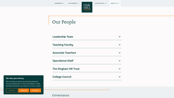 Screenshot of the The Kingham Hill Trust website
