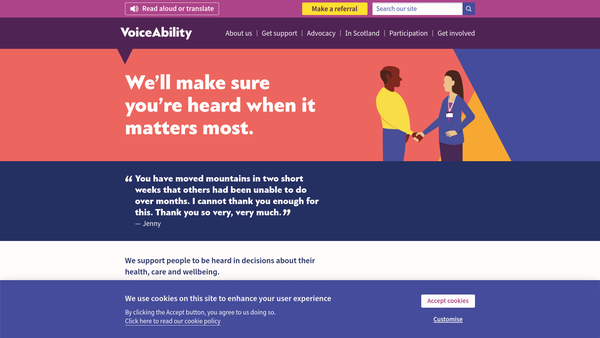 Screenshot of the Voiceability Advocacy website