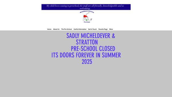Screenshot of the Micheldever And Stratton Pre-School Group website