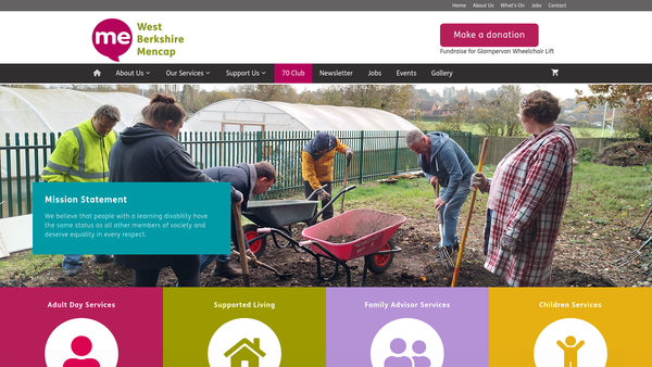 Screenshot of the West Berkshire Mencap website