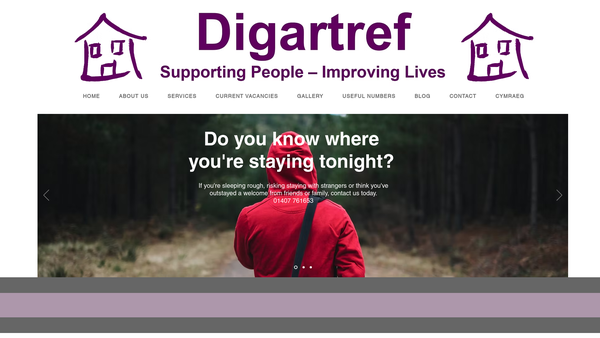 Screenshot of the Digartref Cyf website