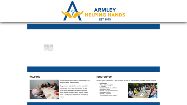 Screenshot of the Armley Helping Hands website