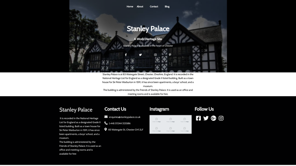 Screenshot of the Friends Of Stanley Palace website