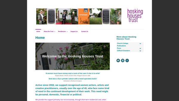 Screenshot of the The Hosking House Trust website