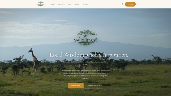 Screenshot of the Wildinvest website