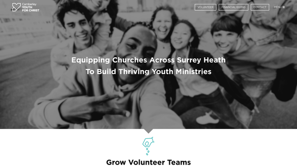 Screenshot of the Camberley Youth For Christ website