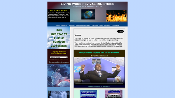 Screenshot of the Living Word Revival Ministries website
