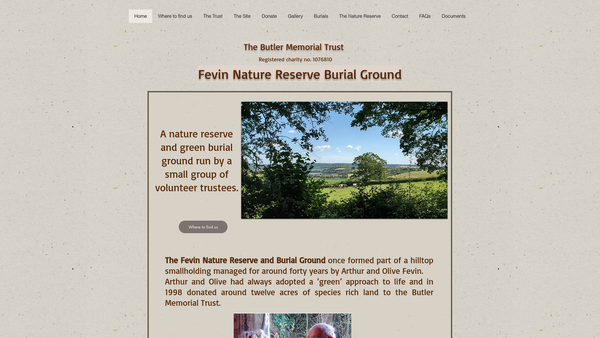 Screenshot of the The Butler Memorial Trust website