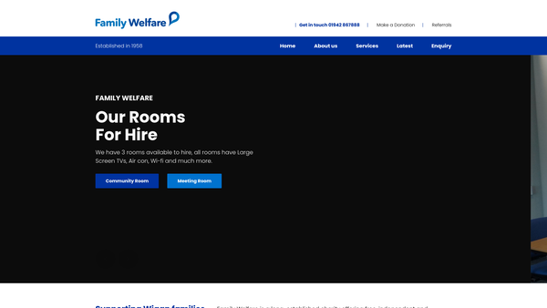Screenshot of the Wigan And Leigh Churches Association For Family Welfare website