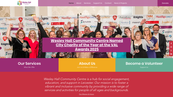 Screenshot of the Wesley Hall Community Centre Ltd website