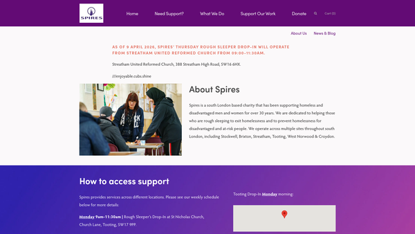 Screenshot of the The Spires Centre website