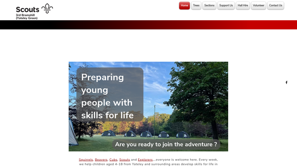 Screenshot of the 3rd Bramshill Scout Group website