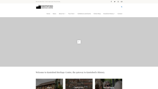 Screenshot of the Knutsford Heritage Centre website