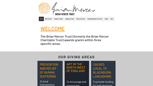 Screenshot of the Brian Mercer Trust website
