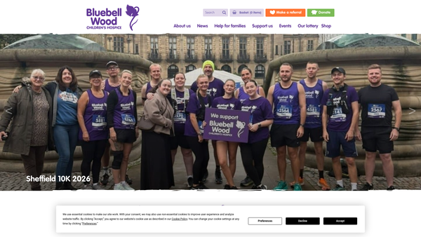 Screenshot of the Bluebell Wood Children's Hospice website