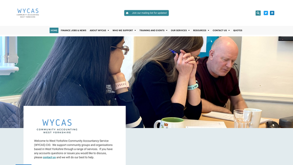 Screenshot of the West Yorkshire Community Accountancy Service CIO website